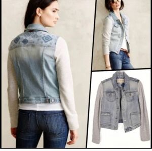 Pilcro and the Letterpress Denim Jacket with Gray Sleeves